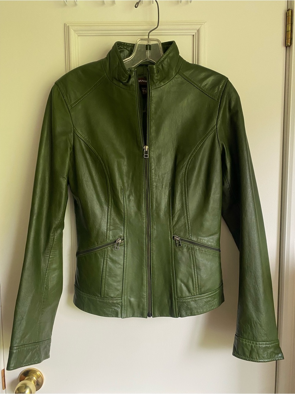 Danier Green Leather Zip-Up Jacket